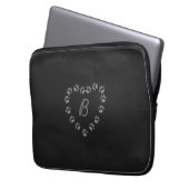 Paw Print Hart Monogram Zwart Laptop Sleeve (Voorkant Links)