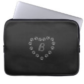 Paw Print Hart Monogram Zwart Laptop Sleeve (Voorkant)