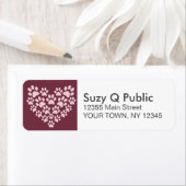 Paw Print Hart Persoonlijke Adresetiketten Etiket (Insitu)