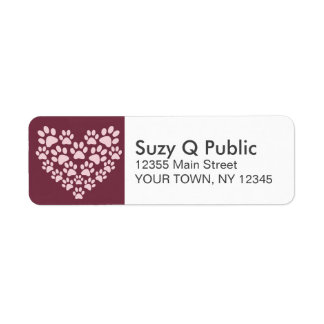 Paw Print Hart Persoonlijke Adresetiketten Etiket