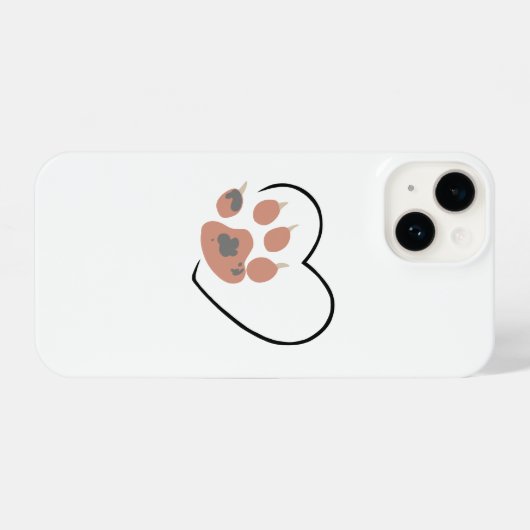 Paw print hart - Schattige dierenliefhebber ontwer iPhone Hoesje (Achterkant horizontaal)
