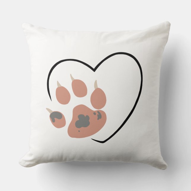 Paw print hart - Schattige dierenliefhebber ontwer Kussen (Voorkant)
