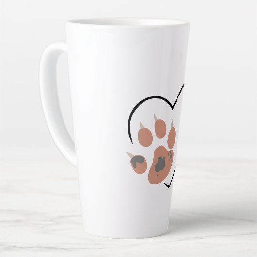 Paw print hart - Schattige dierenliefhebber ontwer Latte Mok (Linkerhoek)
