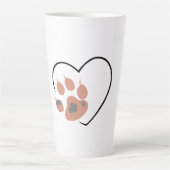 Paw print hart - Schattige dierenliefhebber ontwer Latte Mok (Voorkant)