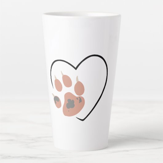Paw print hart - Schattige dierenliefhebber ontwer Latte Mok (Voorkant)