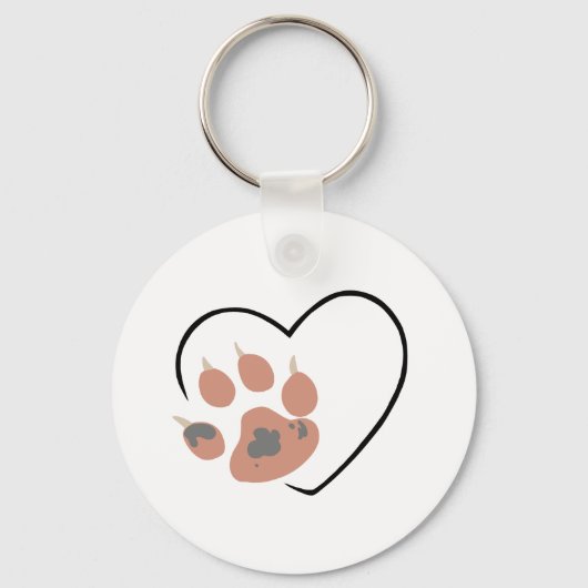 Paw print hart - Schattige dierenliefhebber ontwer Sleutelhanger (Voorkant)