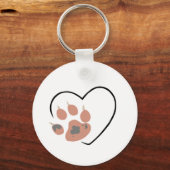 Paw print hart - Schattige dierenliefhebber ontwer Sleutelhanger (Achterkant)