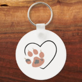 Paw print hart - Schattige dierenliefhebber ontwer Sleutelhanger (Voorkant)