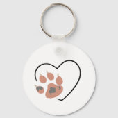 Paw print hart - Schattige dierenliefhebber ontwer Sleutelhanger (Achterkant)