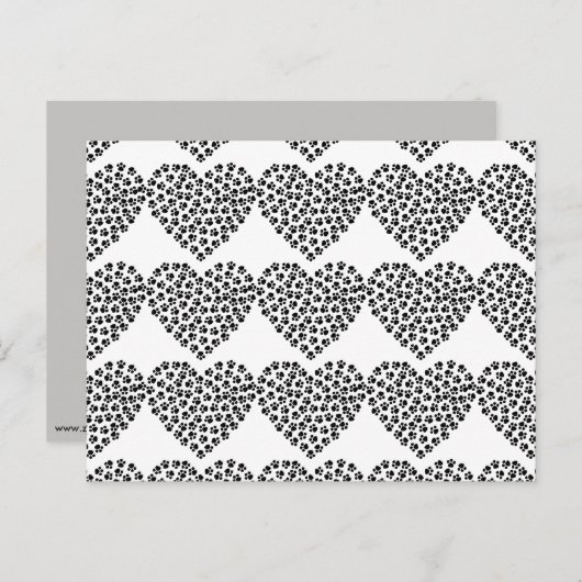 Paw print hart silhouet briefkaart (Voorkant / Achterkant)