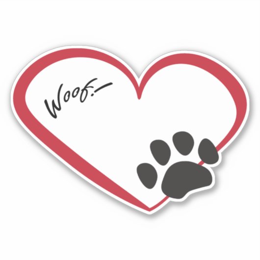 Paw Print Hart Sticker (Voorkant)