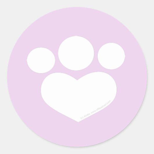 Paw Print Heart 1,5-inch Thistle Ronde Sticker (Voorkant)
