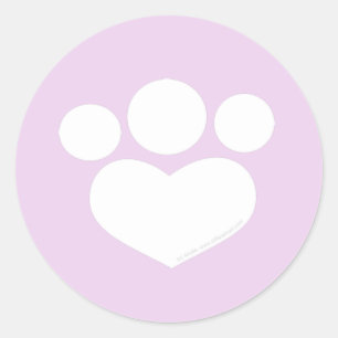 Paw Print Heart 1,5-inch Thistle Ronde Sticker