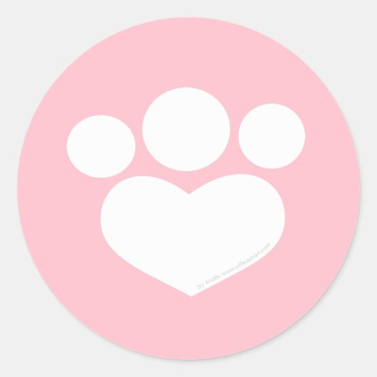 Paw Print Heart 3-inch bubbelroze Ronde Sticker (Voorkant)