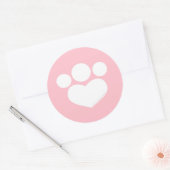 Paw Print Heart 3-inch bubbelroze Ronde Sticker (Envelop)