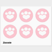 Paw Print Heart 3-inch bubbelroze Ronde Sticker (Vel)