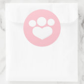 Paw Print Heart 3-inch bubbelroze Ronde Sticker (Tas)