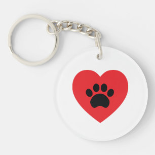 Paw Print Heart Acryllic Sleutelhanger