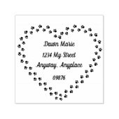 Paw Print Heart Adres Zelfinktende Stempel (Design)