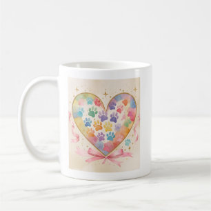 Paw Print Heart Banner – Pet Love Wall Art Koffiemok
