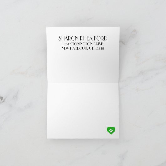 Paw Print Heart Blank Note Kaart (Binnen)