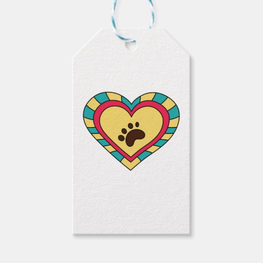 Paw Print Heart Cadeaulabel (Voorkant)
