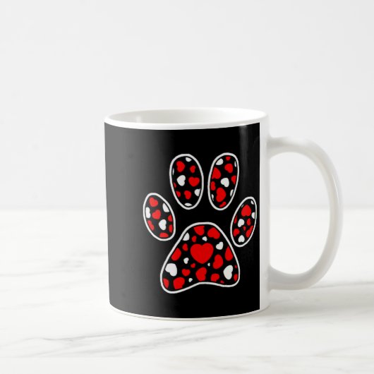 Paw Print Heart Pattern Valentines Day Cute Dog Pu Koffiemok (Rechts)