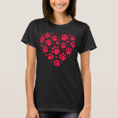 Paw Print Heart Shape Valentijnsdag Dog en Cat T-shirt (Voorkant)