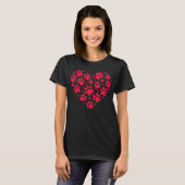 Paw Print Heart Shape Valentijnsdag Dog en Cat T-shirt (Voorkant volledig)