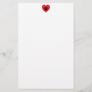 Paw Print Heart Stationery Briefpapier