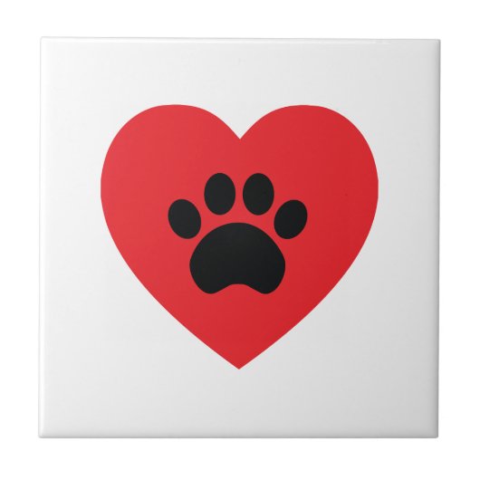 Paw Print Heart Tile Tegeltje (Voorkant)