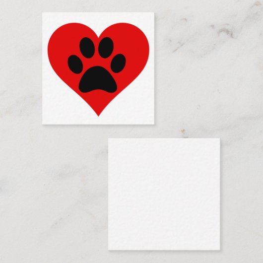 PAW PRINT HEART VIERKANTE VISITEKAARTJE (Voorkant / Achterkant)