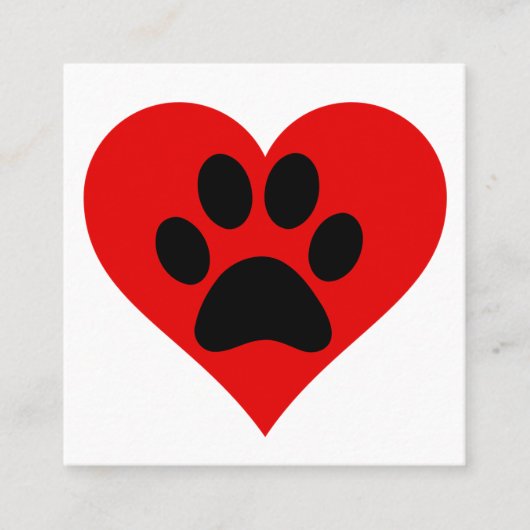 PAW PRINT HEART VIERKANTE VISITEKAARTJE (Voorkant)