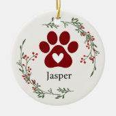 Paw Print Holly en Berry Kerst Ornament (Voorkant)