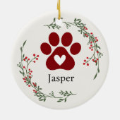 Paw Print Holly en Berry Kerst Ornament (Achterkant)