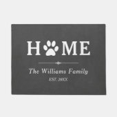 Paw Print Home - Chalkboard - Familienaam Deurmat (Voorkant)
