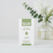 Paw Print Hondenverzorging Olijf Visitekaartje (Staand voorkant)