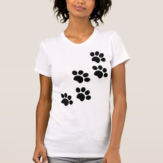 Paw print kattehond schattig zwart-wit t-shirt (Voorkant)