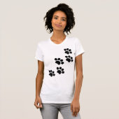 Paw print kattehond schattig zwart-wit t-shirt (Voorkant volledig)