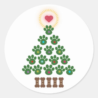 Paw Print Kerstboom Stickers
