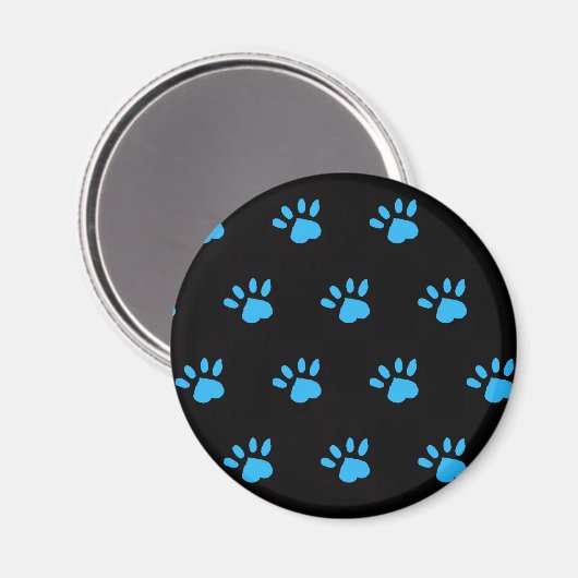 Paw Print Koelkast Magneet (Zwart & Blauw) (Voorkant / Achterkant)