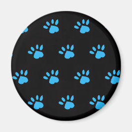 Paw Print Koelkast Magneet (Zwart & Blauw)