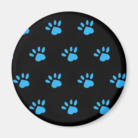 Paw Print Koelkast Magneet (Zwart & Blauw) (Voorkant)