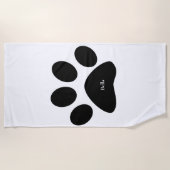 Paw Print Large Pattern Custom Name Black White Strandlaken (Voorkant)