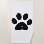 Paw Print Large Pattern Custom Name Black White Strandlaken (Voorkant)