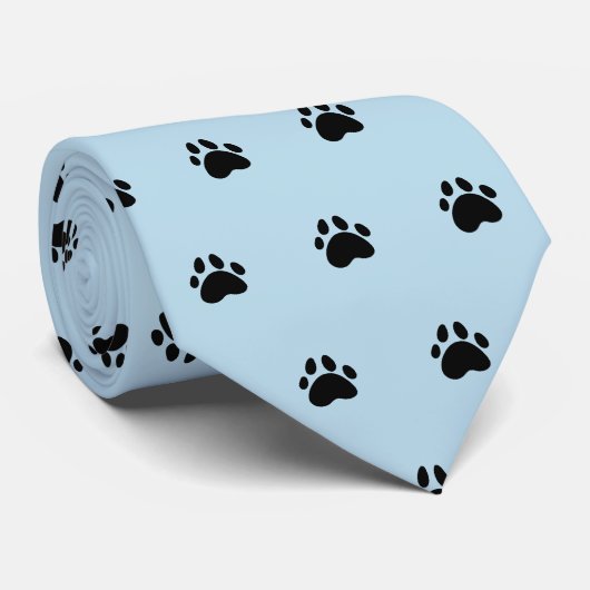 Paw Print Lichtblauwe Stropdas (Opgerold)