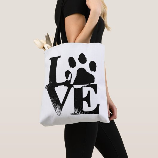 Paw Print LOVE Canvas tas (Dichtbij)