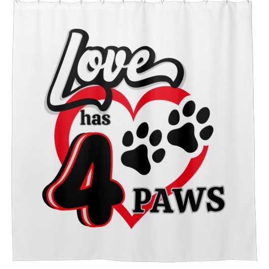Paw Print Love Douchegordijn (Voorkant)