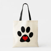 Paw Print Love Red Heart Canvas tas (Achterkant)