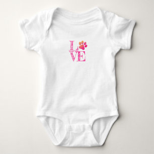 Paw Print LOVE Roze Sinaasappel Familie Huisdier F Romper